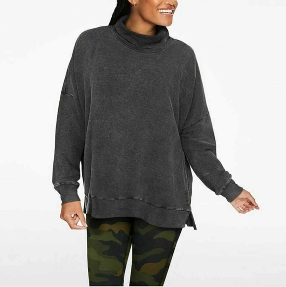 PINK Victoria's Secret Women Oversized Cowl Neck Pullover Sweater Washed Gray M. - Picture 1 of 8